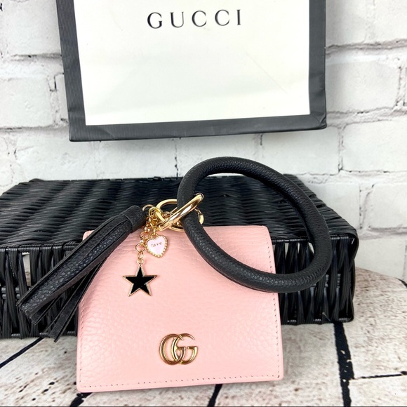 Gucci Marmont pink leather small wallet wristlet keychain - Picture 1 of 15